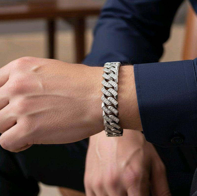 Cuba Full Diamond Bracelet 18K / Gelang Sisik Naga Full Berlian 18K / Diamond Jewelry 9091SM