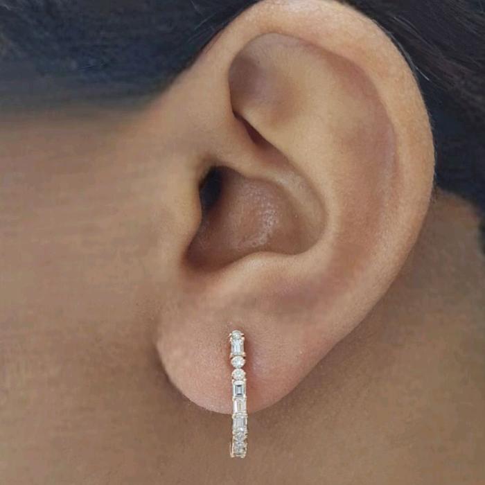 Baguette Diamond Earring 18K / Diamond Jewelry-399AB3851SD-HT