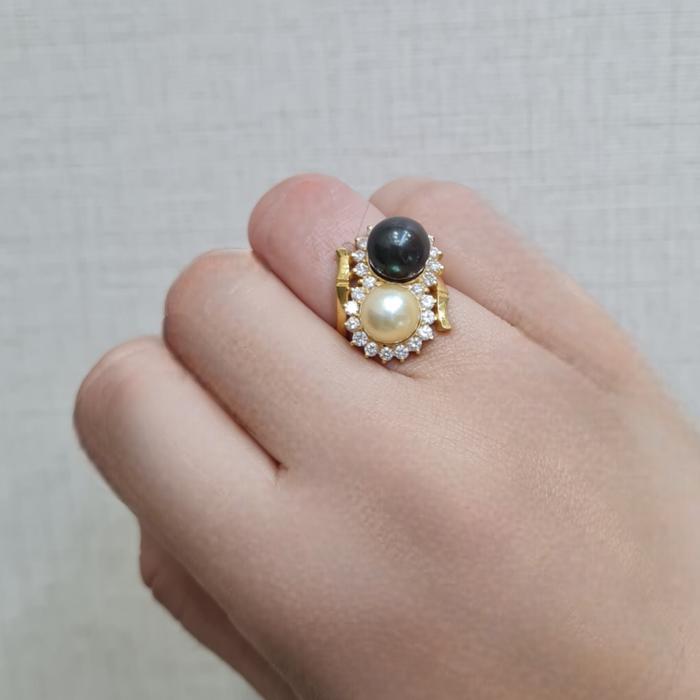 Pearl Double duo Color Diamond 18K / Diamond Jewelry