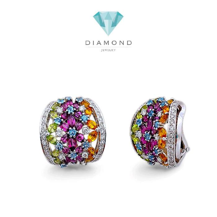 Flower Diamond Stud Earring 18K / Diamond Jewelry 4BAKV34660WP