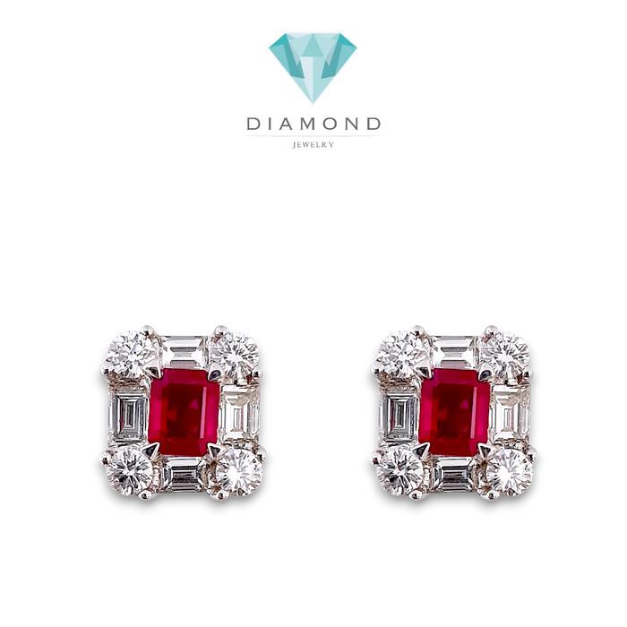 Baguette Ruby Earrings Diamond / Diamond Jewelry