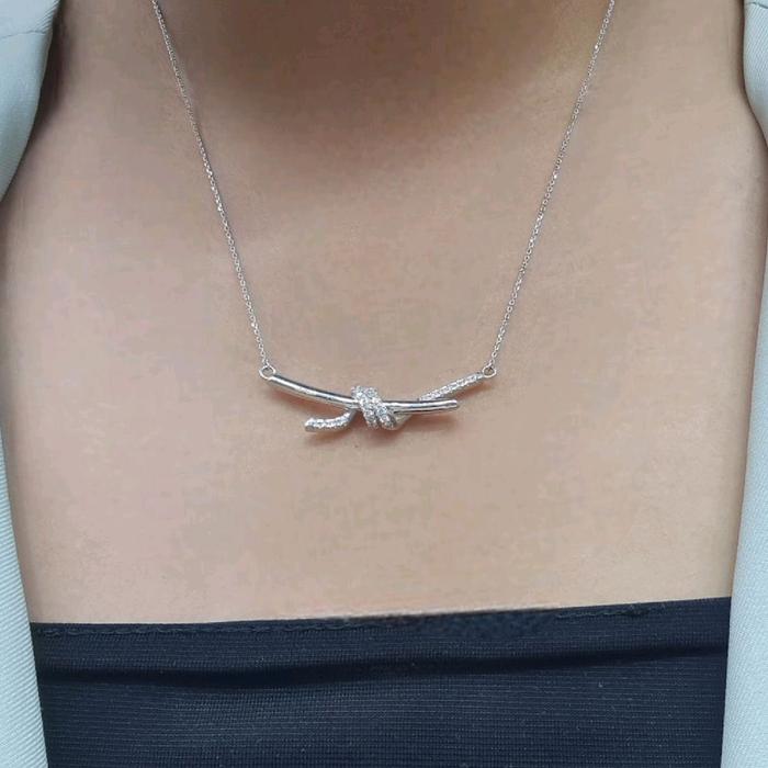 Knot Diamond Necklace 18K / Diamond Jewelry-390KBD5131SD-HT