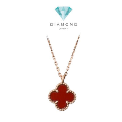 Sweet Clover Red Charnelian 18K Necklace/Bracelet/Earring/Kalung/Gelang/Anting Emas Fashion-Diamond Jewelry-398KBD2000LS/372ABD228RY/128GBD22000AB-HT