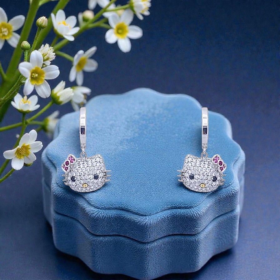 Hoop Hello Kitty Earrings 18K / Anting Hello Kitty 18K / Diamond Jewelry / 339AMSLS6