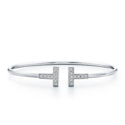 Double T Diamond Bangle white gold 18 K/ T diamond bangle 18k/ T Bangle Gold bracelet-HT-464GBD5000LS/430GBD4200LS/463GBD4200LS