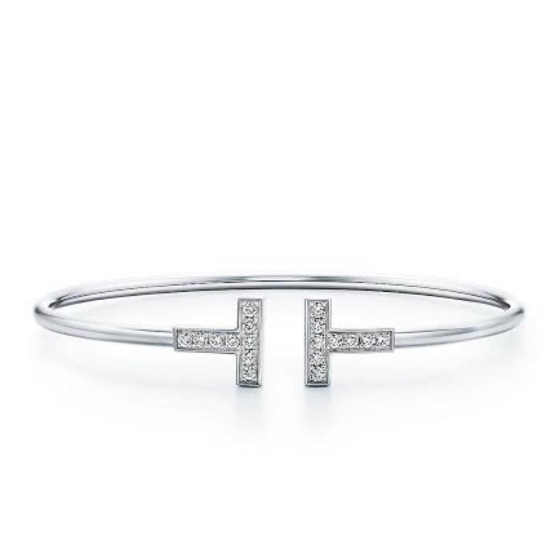 Double T Diamond Bangle white gold 18 K/ T diamond bangle 18k/ T Bangle Gold bracelet-HT-464GBD5000LS/430GBD4200LS/463GBD4200LS