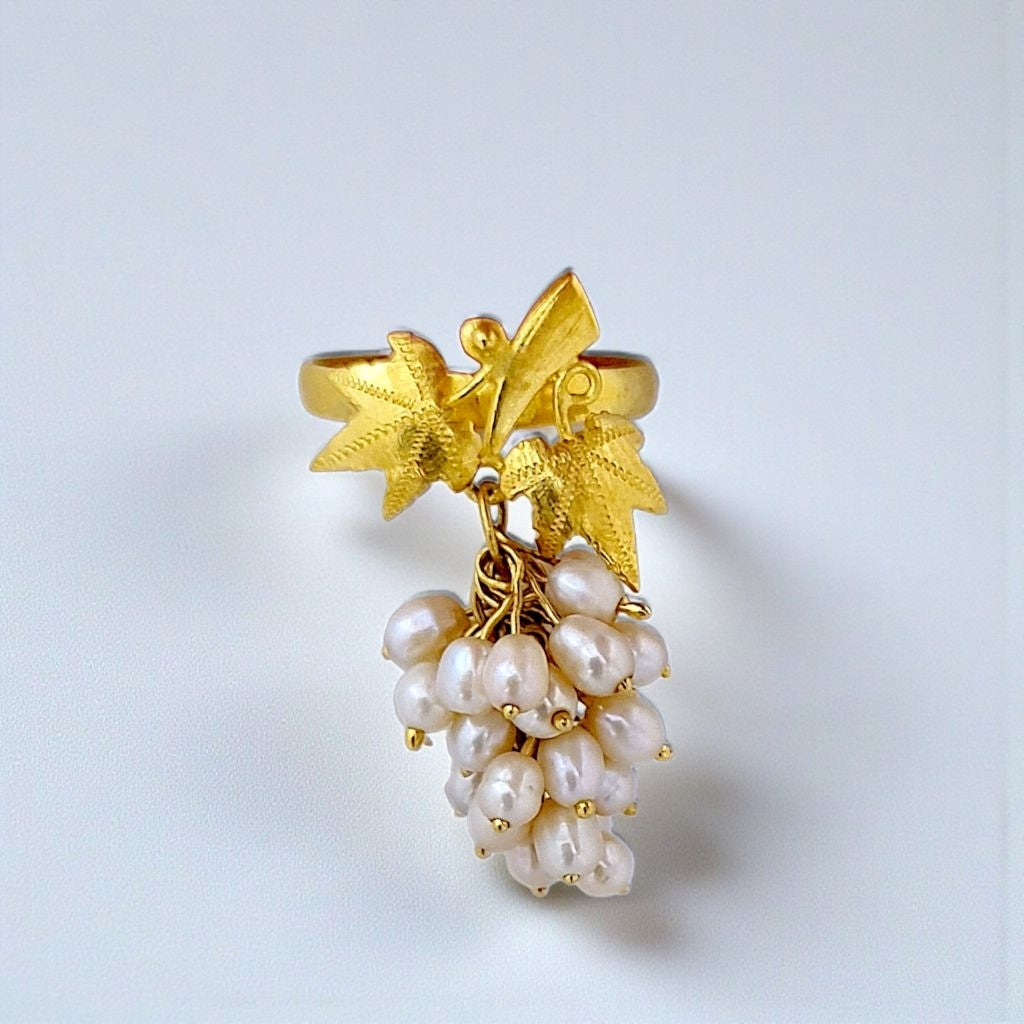 Grape Pearl Gold Ring 23K / Cincin Emas Mutiara 23K / Diamond Jewelry 403CMS528LS