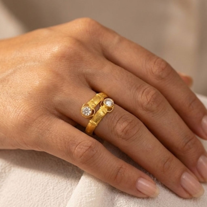 Double Love Gold Ring 23K / Cincin Emas Dua Hati 23K / Diamond Jewelry 145CMSWP1