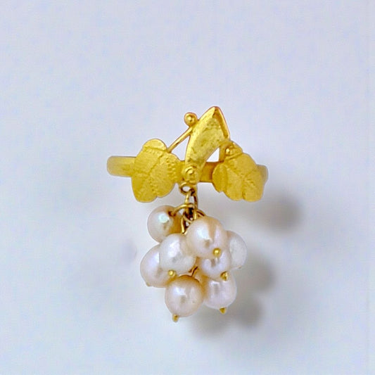Grape Pearl Gold Ring 23K/ Cincin Emas Mutiara  23K /Diamond Jewelry 404CMS403LS