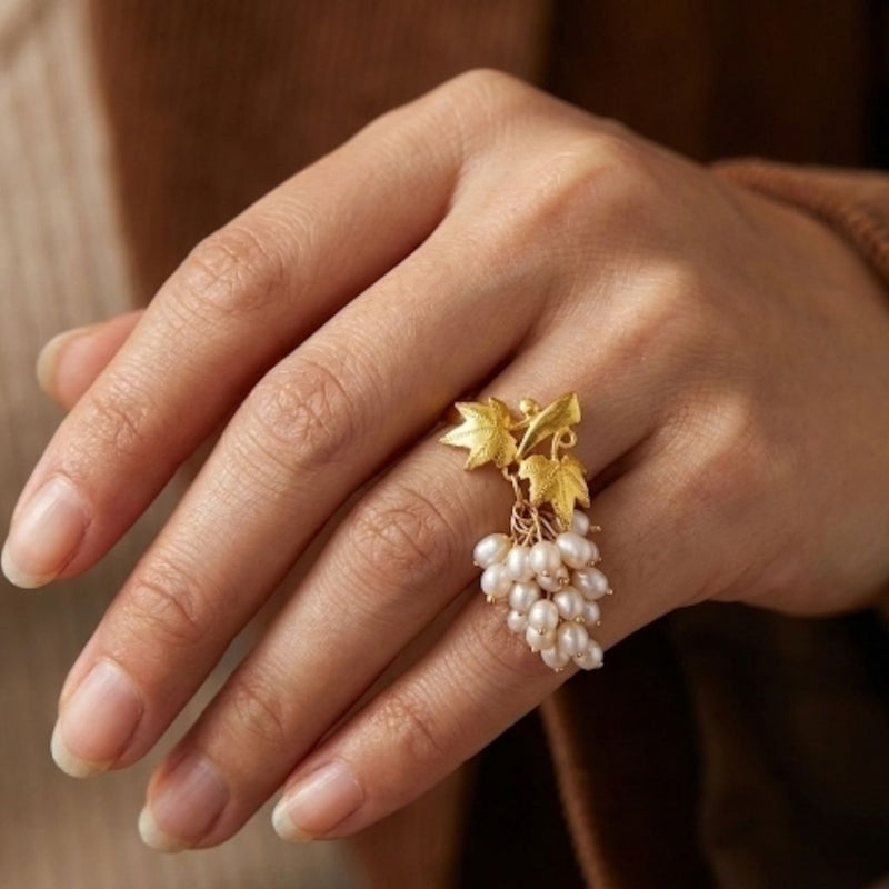 Grape Pearl Gold Ring 23K / Cincin Emas Mutiara 23K / Diamond Jewelry 403CMS528LS