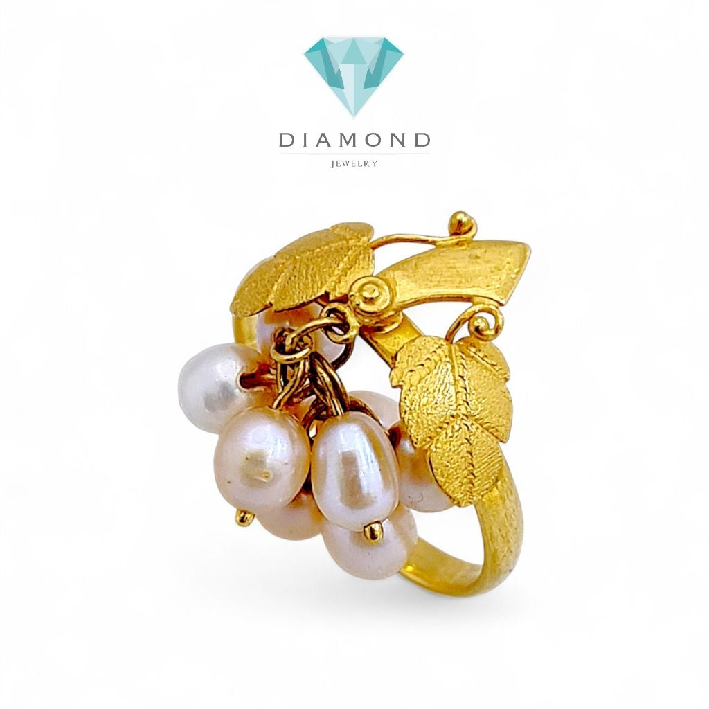 Grape Pearl Gold Ring 23K/ Cincin Emas Mutiara  23K /Diamond Jewelry 404CMS403LS