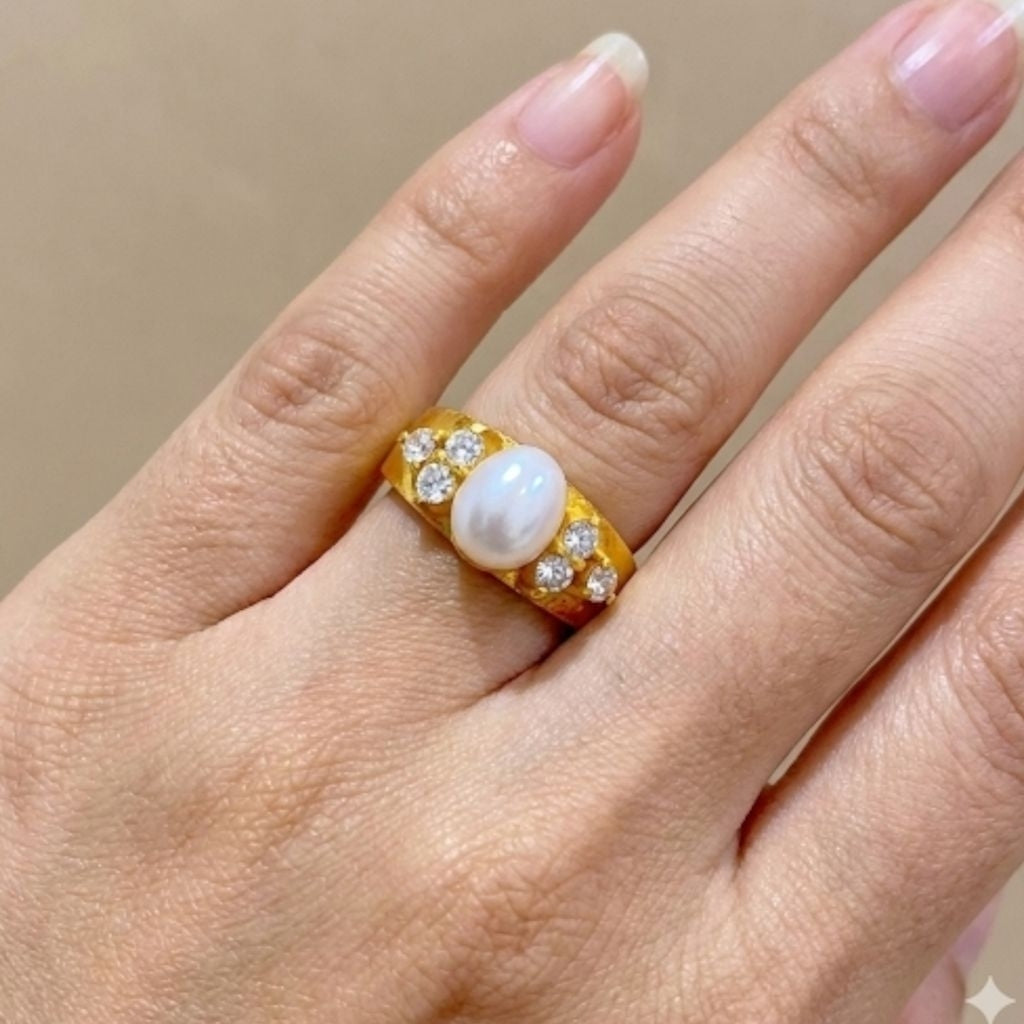 MOP Gold Ring 23K / Cincin Emas Mutiara 23K / Diamond Jewelry 129CMSWP3