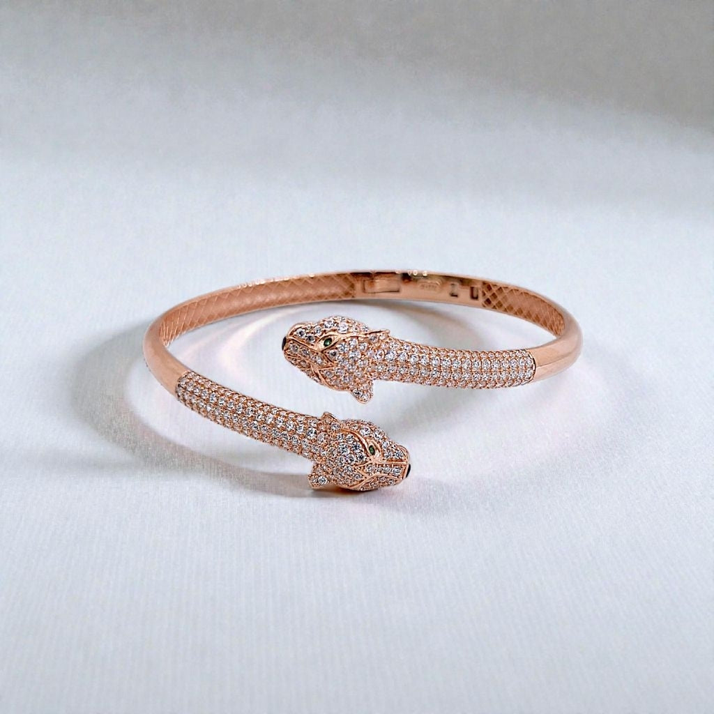 Double Panther Gold Bracelet 700K / Gelang Emas Dua Panther 700K / Diamond Jewelry 454GMS1038LS