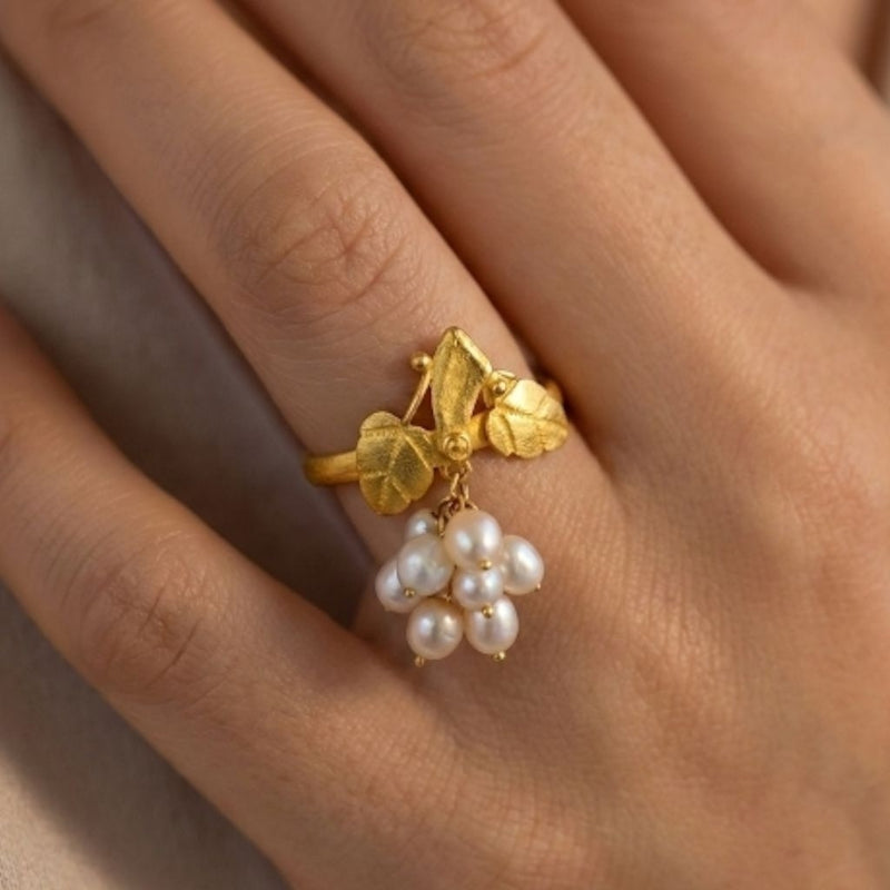 Grape Pearl Gold Ring 23K/ Cincin Emas Mutiara  23K /Diamond Jewelry 404CMS403LS