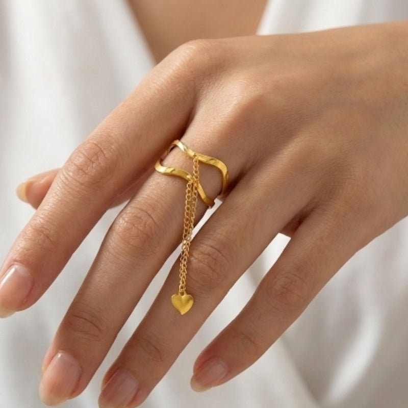 Love Double Layer Gold Ring 23K / Cincin Emas Love Dua Layer 23K / Diamond Jewelry 93CMSWP3