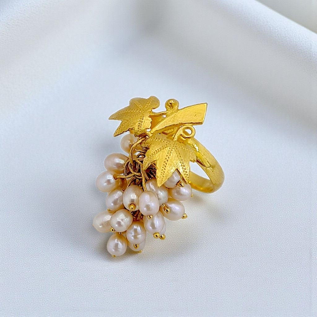 Grape Pearl Gold Ring 23K / Cincin Emas Mutiara 23K / Diamond Jewelry 403CMS528LS