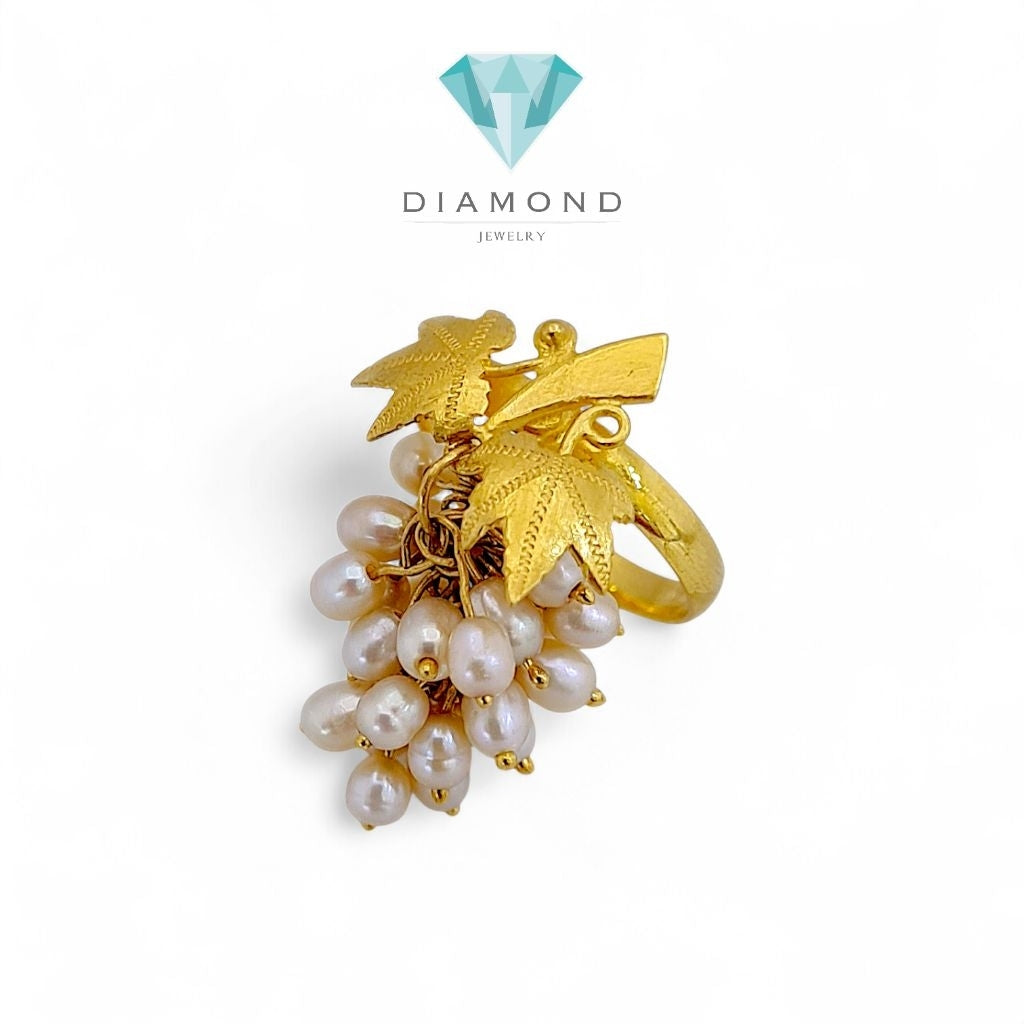 Grape Pearl Gold Ring 23K / Cincin Emas Mutiara 23K / Diamond Jewelry 403CMS528LS