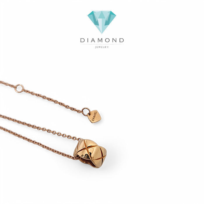 Coco Crush Quilt Gold Necklace 18K / Diamond Jewelry/ Kalung Perhiasan Emas Quilt-376KBD643RY-HT
