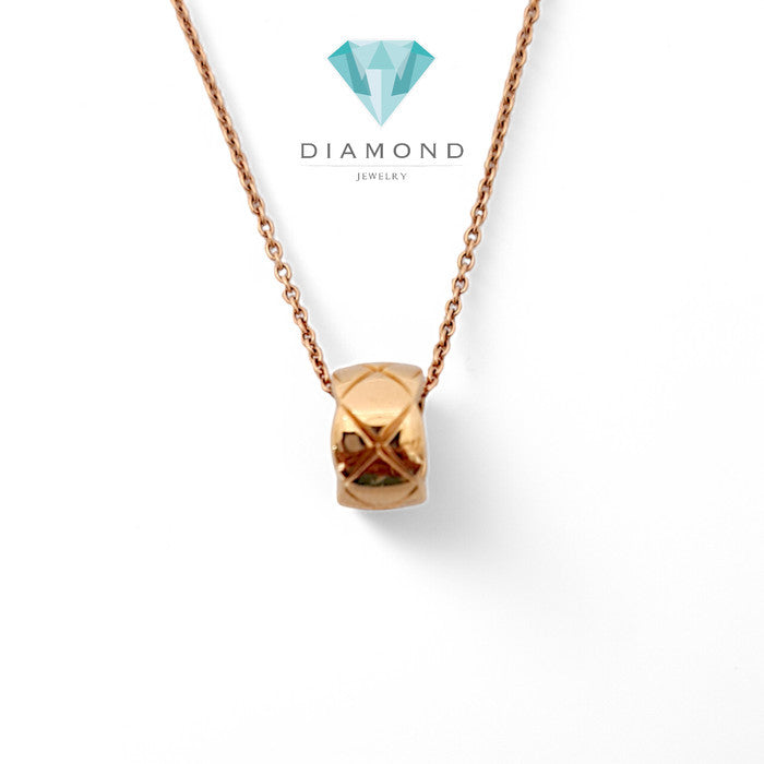 Coco Crush Quilt Gold Necklace 18K / Diamond Jewelry/ Kalung Perhiasan Emas Quilt-376KBD643RY-HT