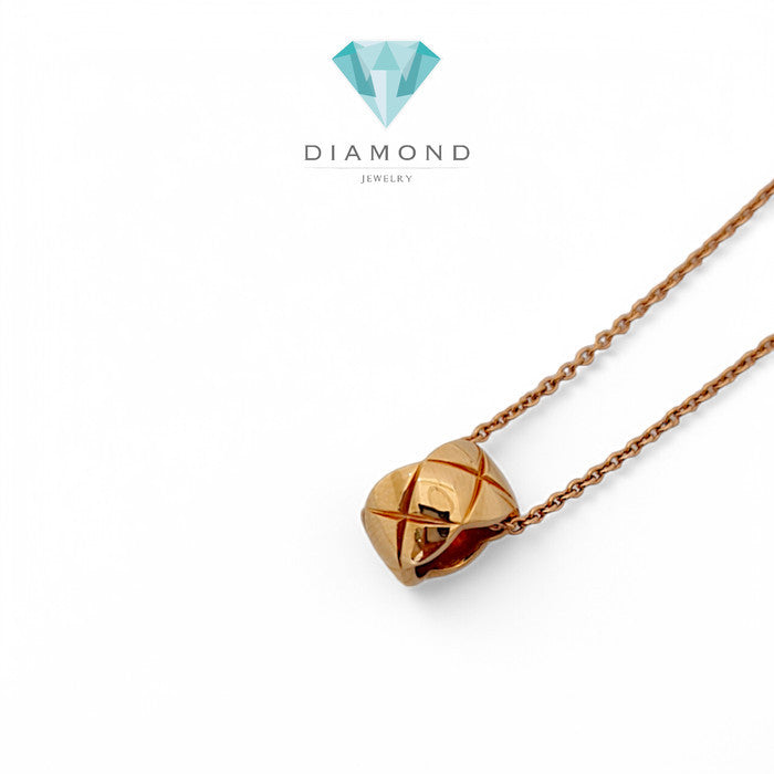 Coco Crush Quilt Gold Necklace 18K / Diamond Jewelry/ Kalung Perhiasan Emas Quilt-376KBD643RY-HT