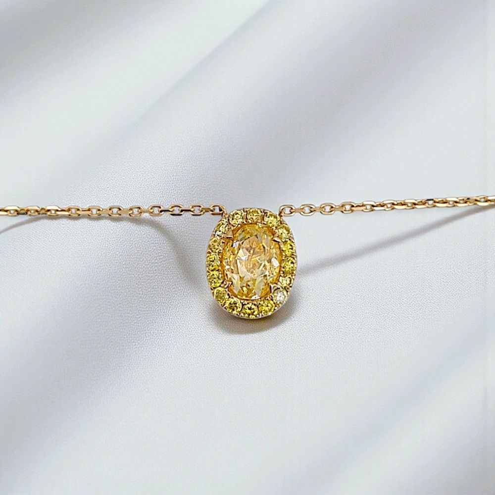 Oval Yellow Diamond Necklace 18K / Kalung Oval Berlian Kuning 18K / Diamond Jewelry 399KB2350CHLS