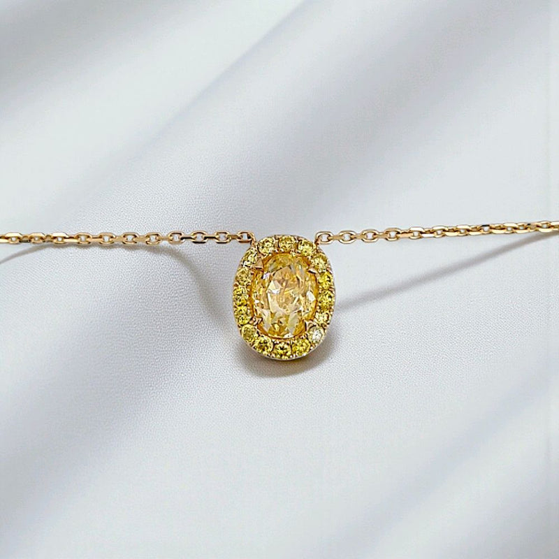 Oval Yellow Diamond Necklace 18K / Kalung Oval Berlian Kuning 18K / Diamond Jewelry 399KB2350CHLS