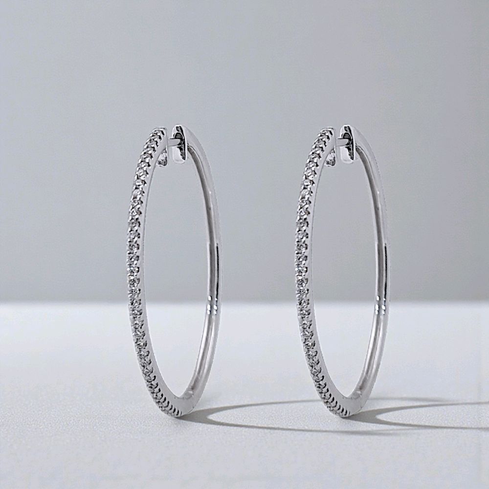Circle Hoop Diamond Earring 18K / Anting Berlian Bulat 18K / Diamond Jewelry 406AB1800PFLS