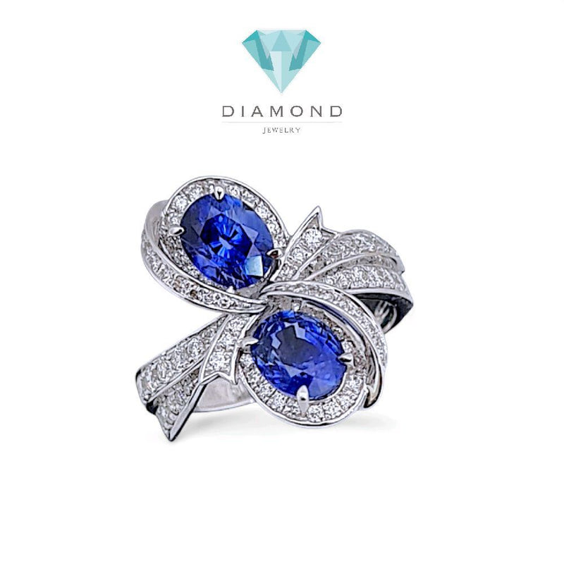 Infinity Blue Sapphire Diamond Ring 18K / Cincin Berlian Blue Sapphire 18K / Diamond Jewelry 110CBD17800AB