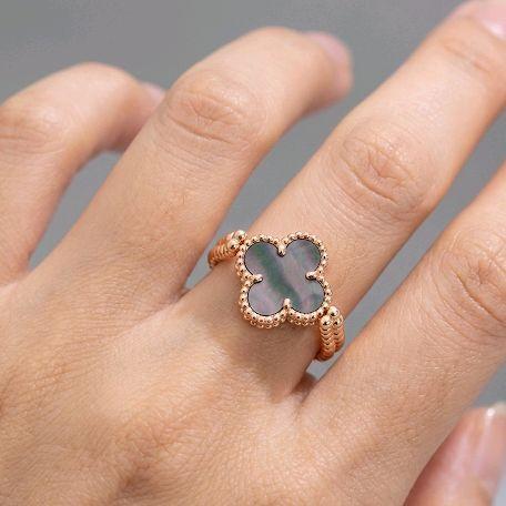 Clover Obsidian Diamond Ring 18K / Cincin Clover Berlian Obsidian 18K / Diamond Jewelry 408CBD13000RY