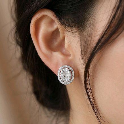 Oval Diamond Earring 18K / Anting Berlian Oval 18K / Diamond Jewelry 404AB2400PRLS