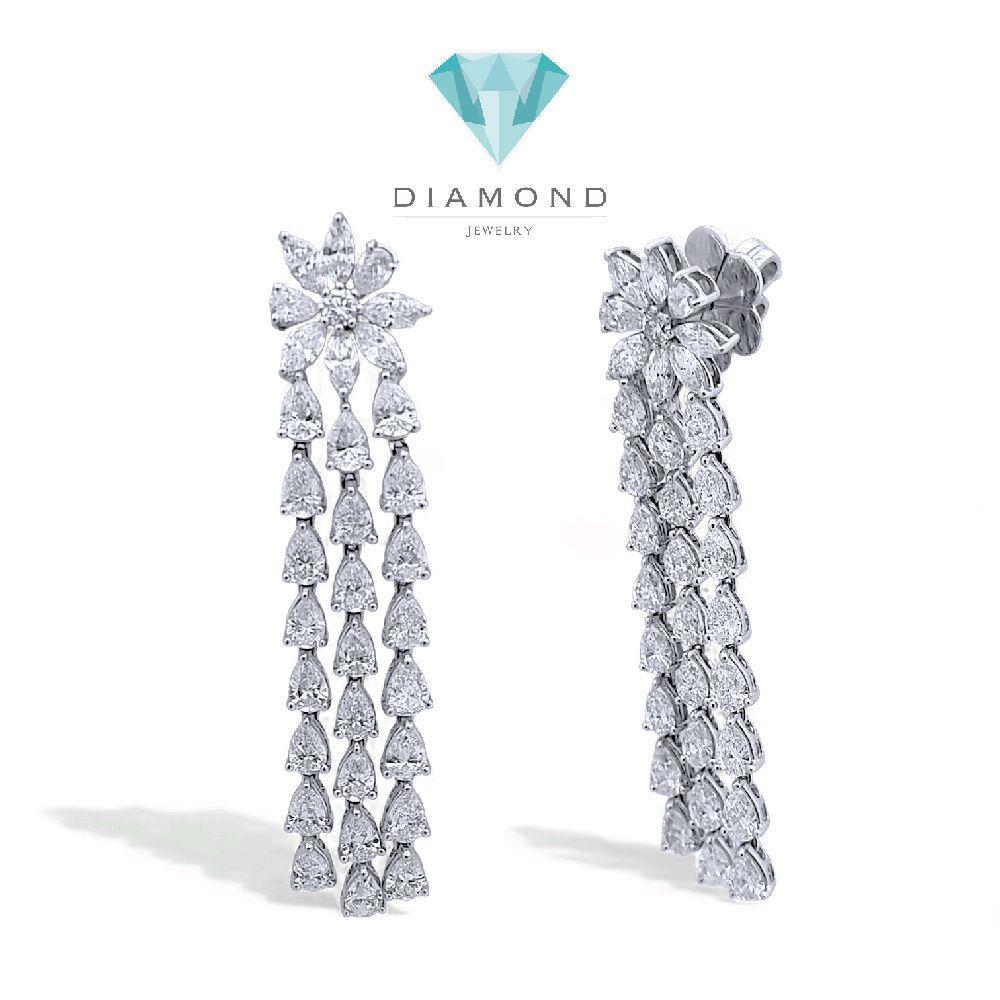 Long Flower Diamond Earring 18K / Anting Berlian Bunga Panjang 18K / Diamond Jewelry 410AB10800PRLS