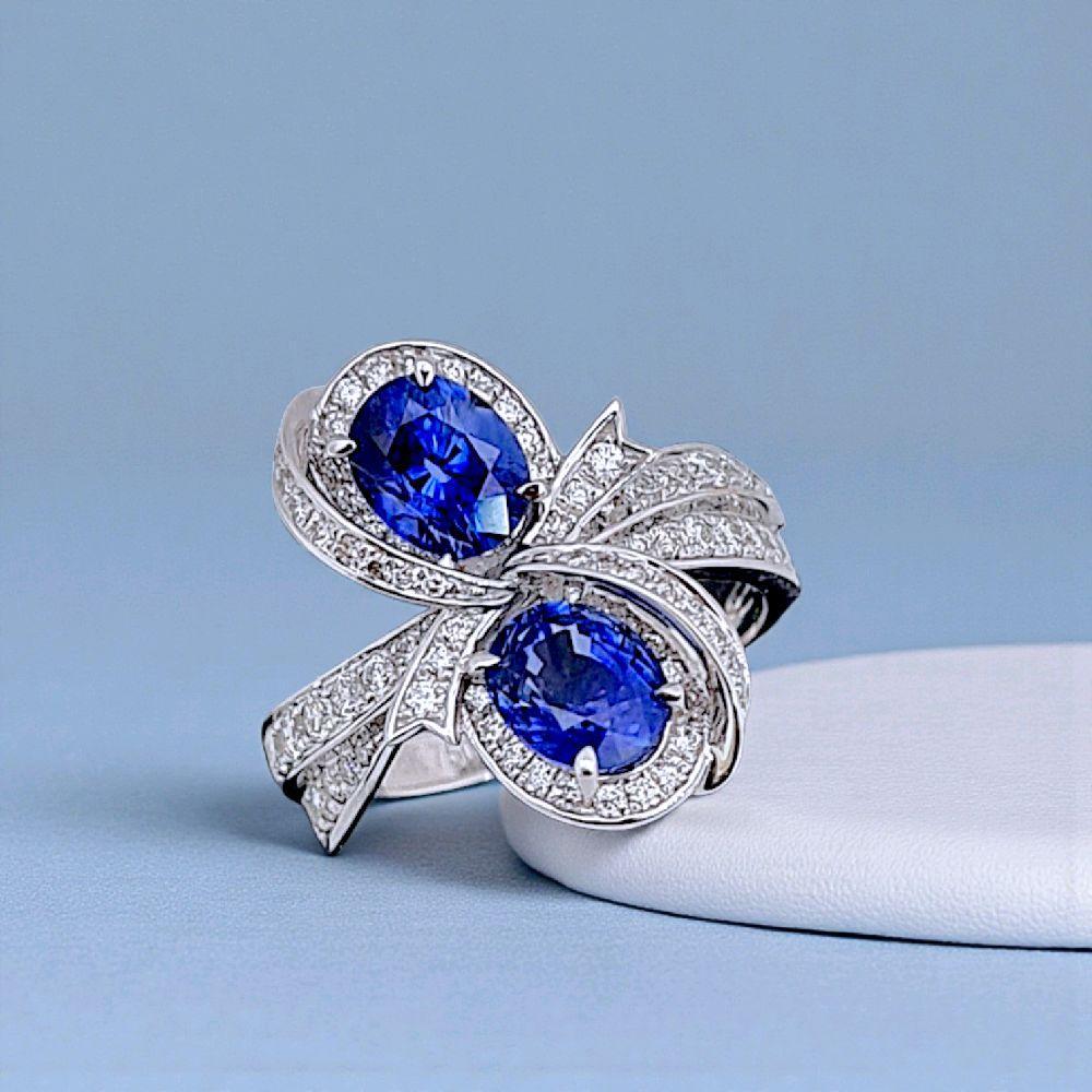 Infinity Blue Sapphire Diamond Ring 18K / Cincin Berlian Blue Sapphire 18K / Diamond Jewelry 110CBD17800AB