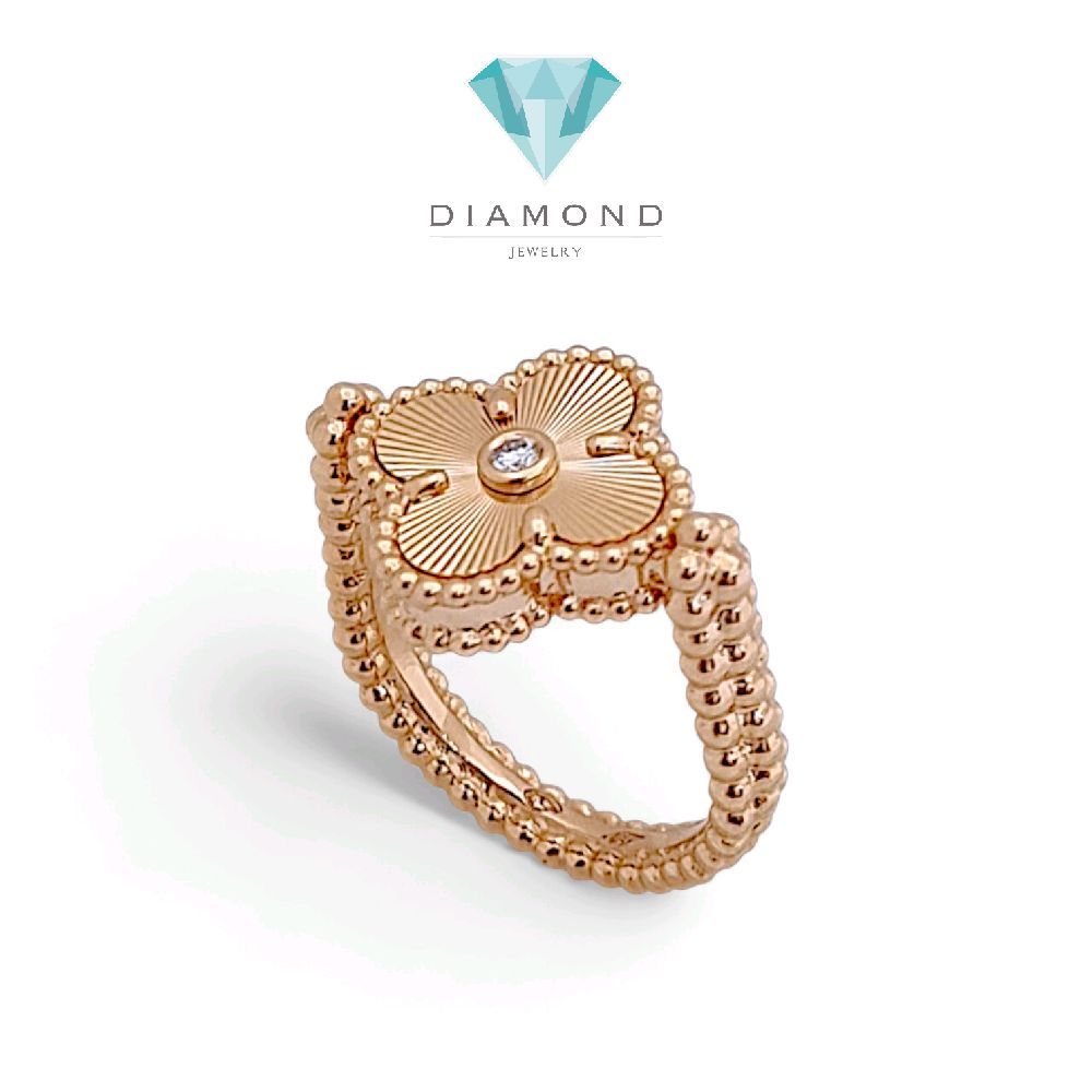 Clover Obsidian Diamond Ring 18K / Cincin Clover Berlian Obsidian 18K / Diamond Jewelry 408CBD13000RY