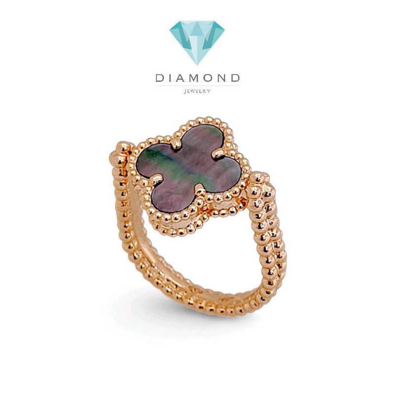 Clover Obsidian Diamond Ring 18K / Cincin Clover Berlian Obsidian 18K / Diamond Jewelry 408CBD13000RY