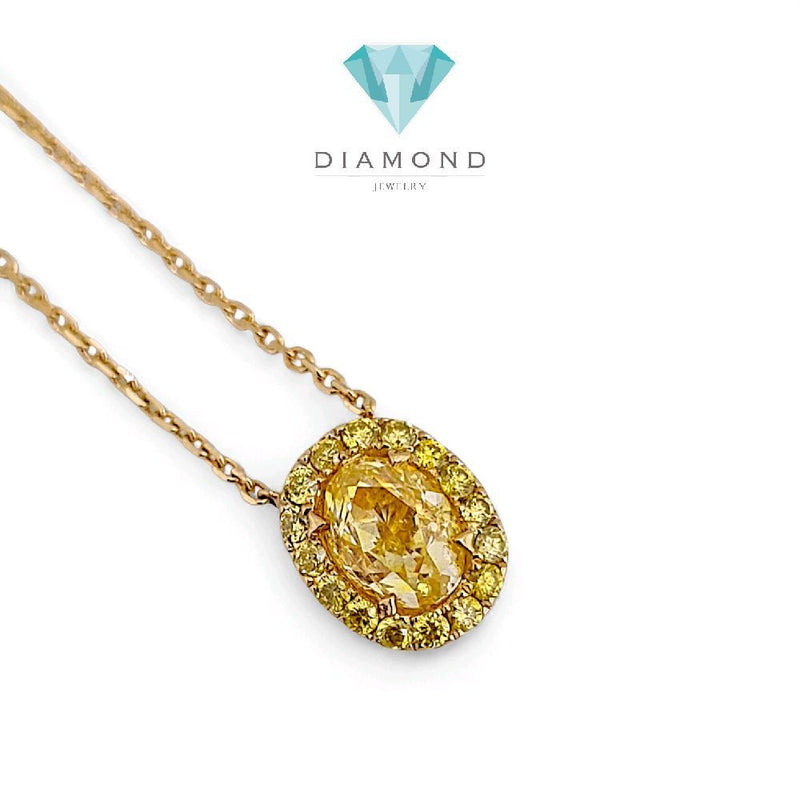 Oval Yellow Diamond Necklace 18K / Kalung Oval Berlian Kuning 18K / Diamond Jewelry 399KB2350CHLS