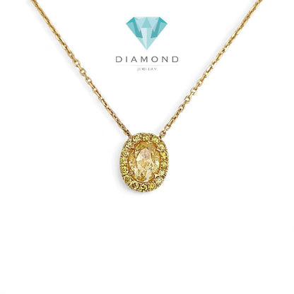 Oval Yellow Diamond Necklace 18K / Kalung Oval Berlian Kuning 18K / Diamond Jewelry 399KB2350CHLS