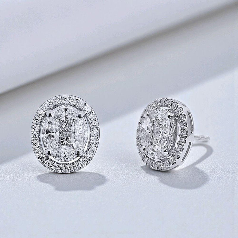 Oval Diamond Earring 18K / Anting Berlian Oval 18K / Diamond Jewelry 404AB2400PRLS