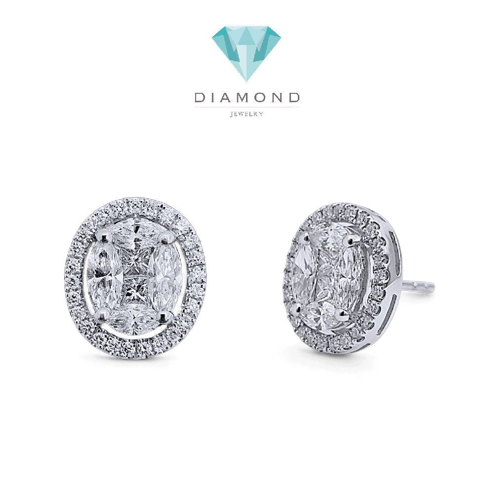 Oval Diamond Earring 18K / Anting Berlian Oval 18K / Diamond Jewelry 404AB2400PRLS