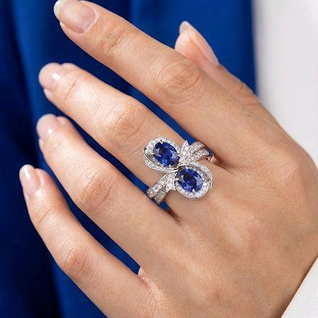 Infinity Blue Sapphire Diamond Ring 18K / Cincin Berlian Blue Sapphire 18K / Diamond Jewelry 110CBD17800AB