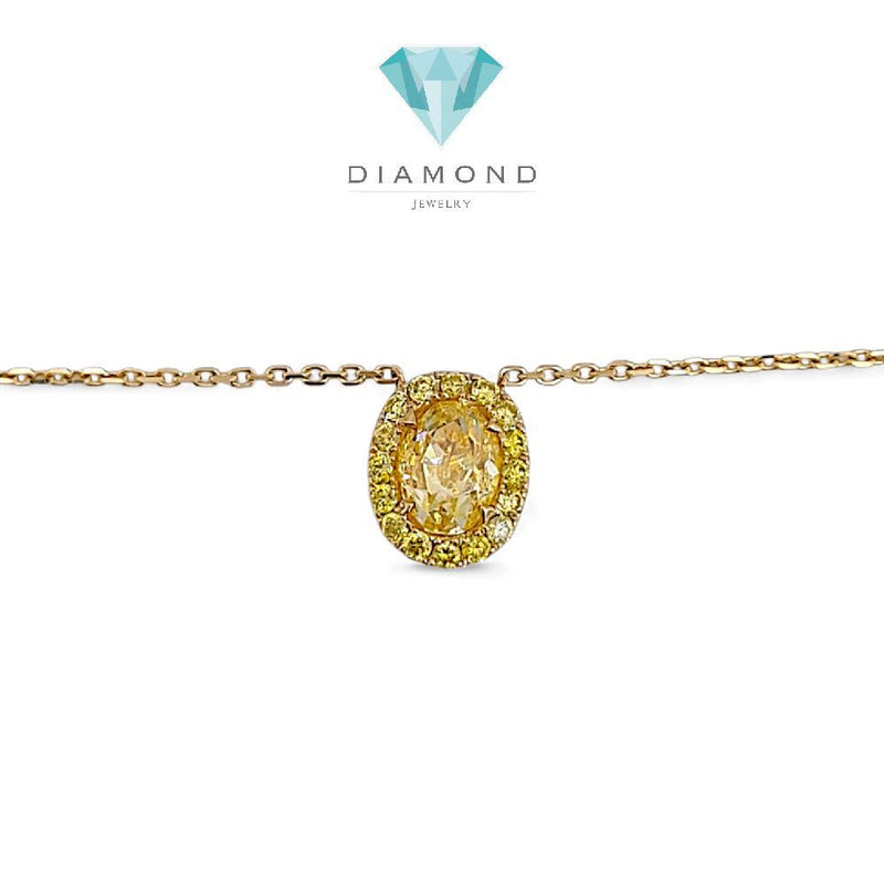 Oval Yellow Diamond Necklace 18K / Kalung Oval Berlian Kuning 18K / Diamond Jewelry 399KB2350CHLS