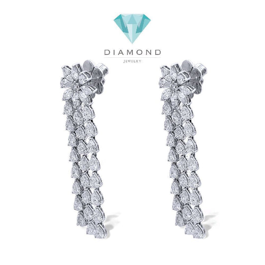 Long Flower Diamond Earring 18K / Anting Berlian Bunga Panjang 18K / Diamond Jewelry 410AB10800PRLS
