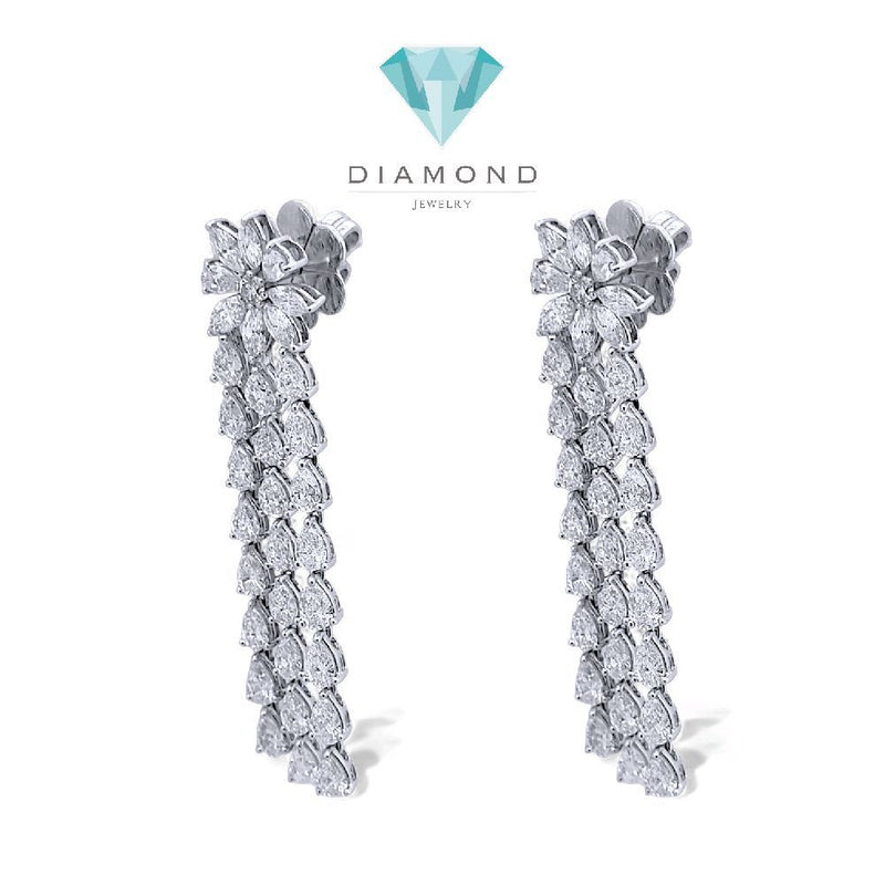 Long Flower Diamond Earring 18K / Anting Berlian Bunga Panjang 18K / Diamond Jewelry 410AB10800PRLS