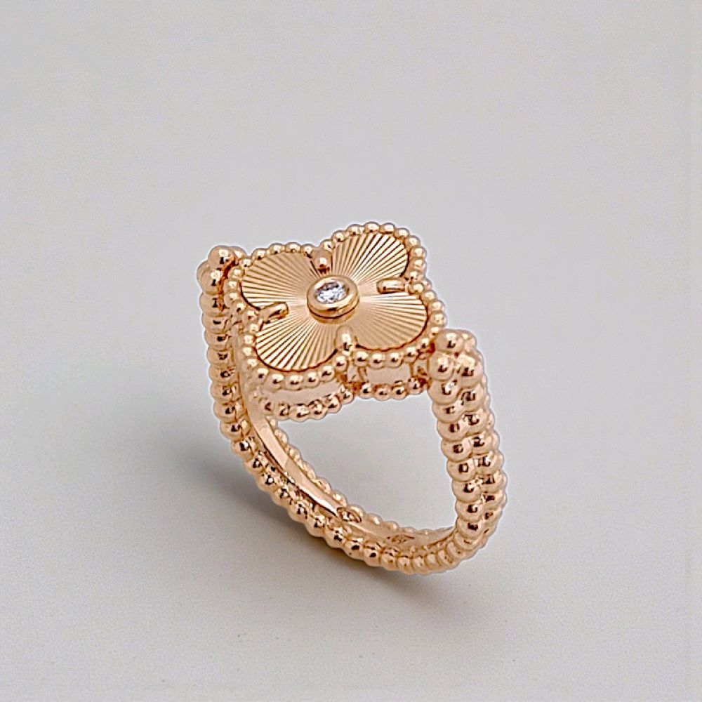 Clover Obsidian Diamond Ring 18K / Cincin Clover Berlian Obsidian 18K / Diamond Jewelry 408CBD13000RY