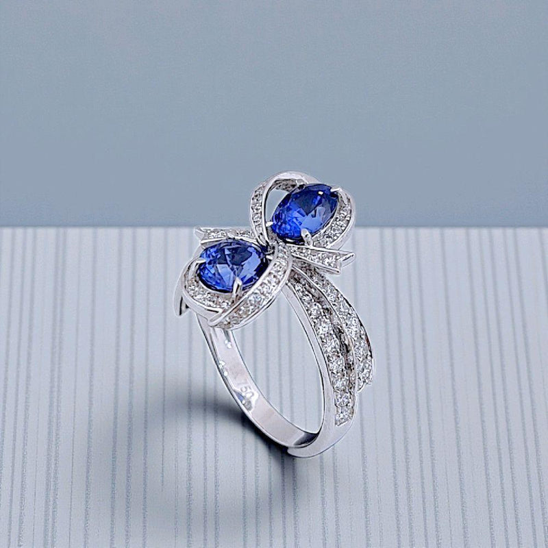 Infinity Blue Sapphire Diamond Ring 18K / Cincin Berlian Blue Sapphire 18K / Diamond Jewelry 110CBD17800AB