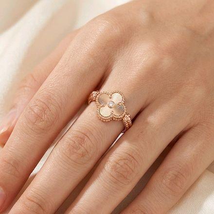 Clover Obsidian Diamond Ring 18K / Cincin Clover Berlian Obsidian 18K / Diamond Jewelry 408CBD13000RY