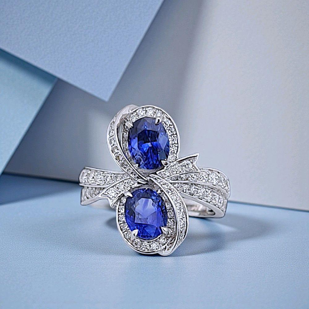 Infinity Blue Sapphire Diamond Ring 18K / Cincin Berlian Blue Sapphire 18K / Diamond Jewelry 110CBD17800AB