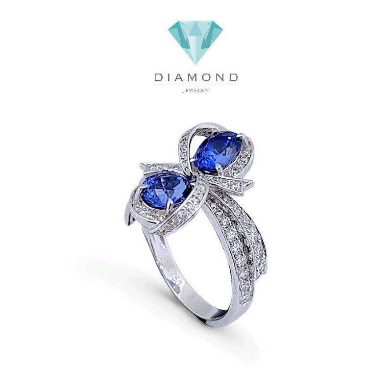 Infinity Blue Sapphire Diamond Ring 18K / Cincin Berlian Blue Sapphire 18K / Diamond Jewelry 110CBD17800AB