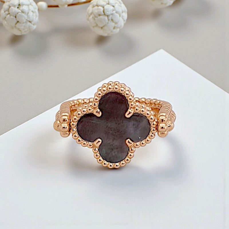 Clover Obsidian Diamond Ring 18K / Cincin Clover Berlian Obsidian 18K / Diamond Jewelry 408CBD13000RY