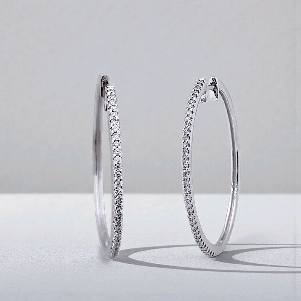 Circle Hoop Diamond Earring 18K / Anting Berlian Bulat 18K / Diamond Jewelry 406AB1800PFLS