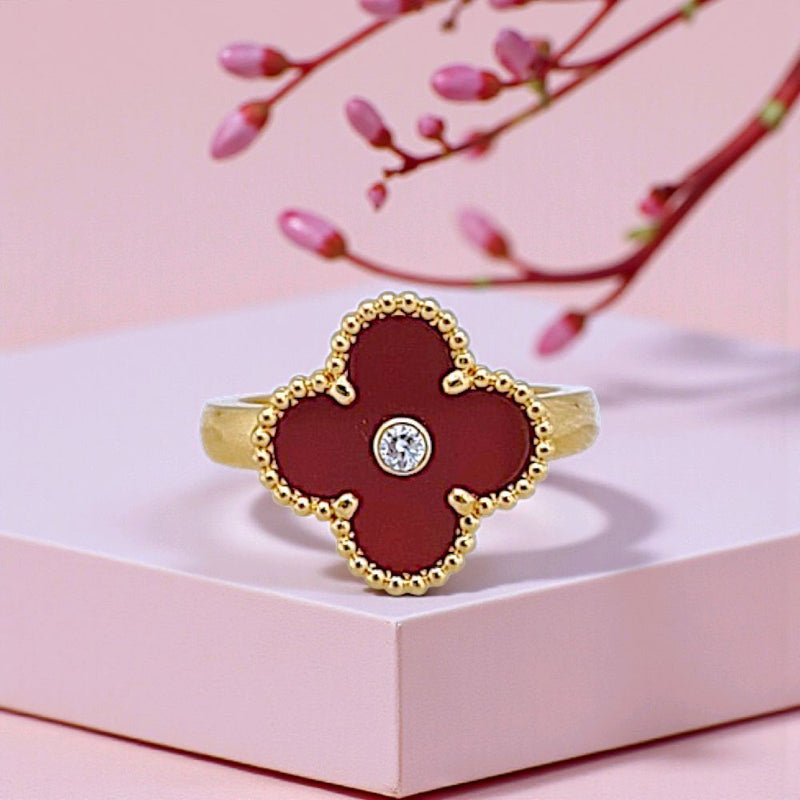 Clover Vintage Charnelian Diamond Ring 18K / Cincin  Berlian Clover Vintage Charnelian 18K / Diamond Jewelry 103CBD76000AB